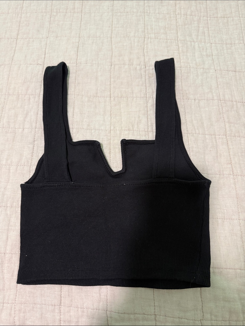 Zara Black Ribbed V-Notch Crop Top - Picture 4 of 4